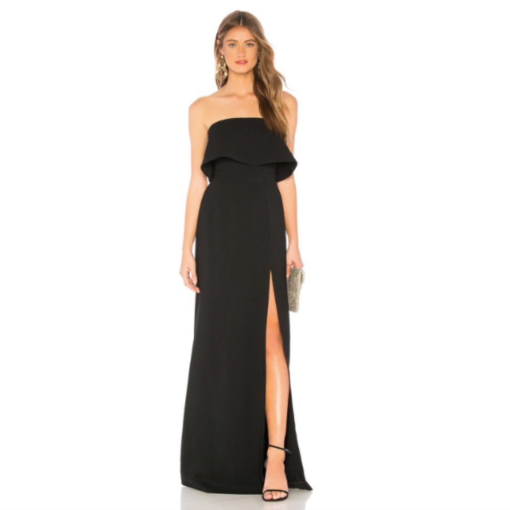 NWT Lovers + Friends “Anzen” Black Strapless Gown